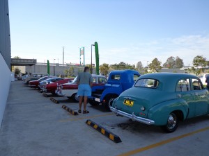 Rear view of old cars.