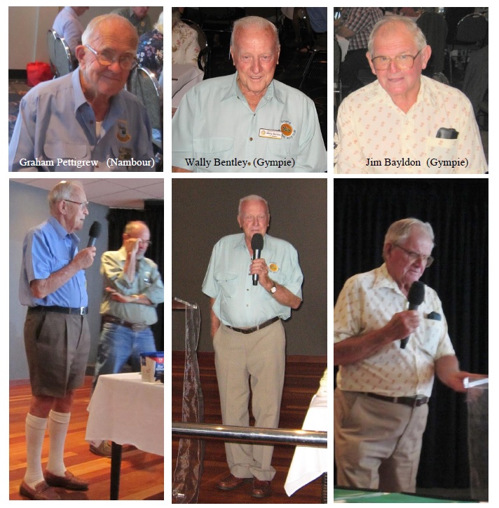 Speeches were made by Graham Pettigrew from Nambour who helped the Gympie club get started. Wally Bentley - a founding member who is still a current club member. Jim Bayldon who joined the club in 2003 and is a current member.